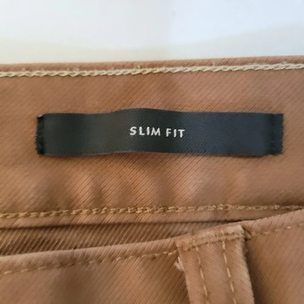 Banana Republic Slim Traveler Pant Twill Global Mens 40 Bronze Brown 34
